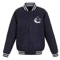 Men's JH Design Navy Vancouver Canucks Front Hit Poly Twill Jacket