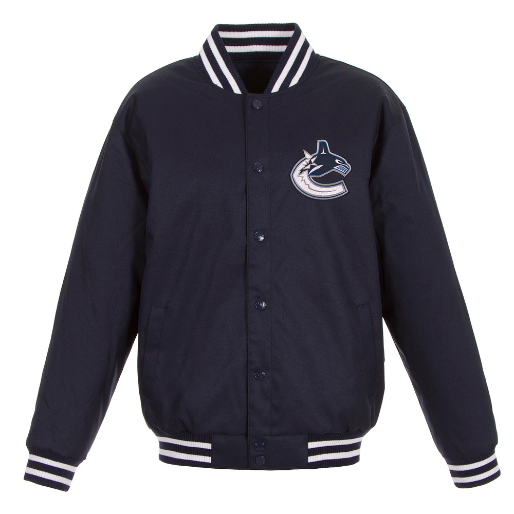 Men's JH Design Navy Vancouver Canucks Front Hit Poly Twill Jacket