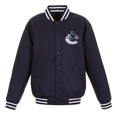 Men's JH Design Navy Vancouver Canucks Front Hit Poly Twill Jacket