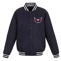 Men's JH Design Navy Washington Capitals Front Hit Poly Twill Jacket