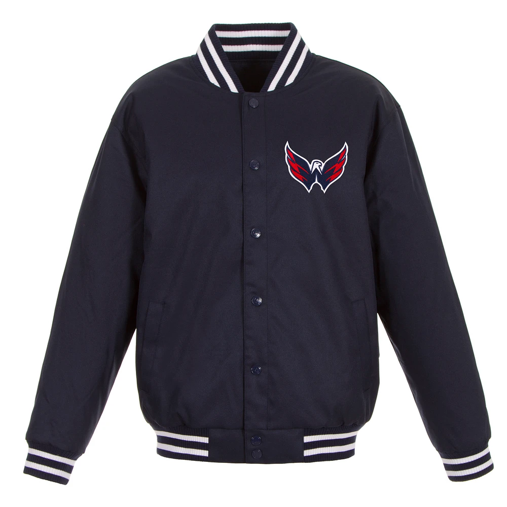 Men's JH Design Navy Washington Capitals Front Hit Poly Twill Jacket