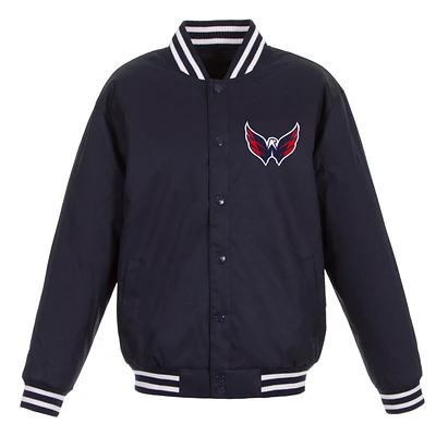 Men's JH Design Navy Washington Capitals Front Hit Poly Twill Jacket