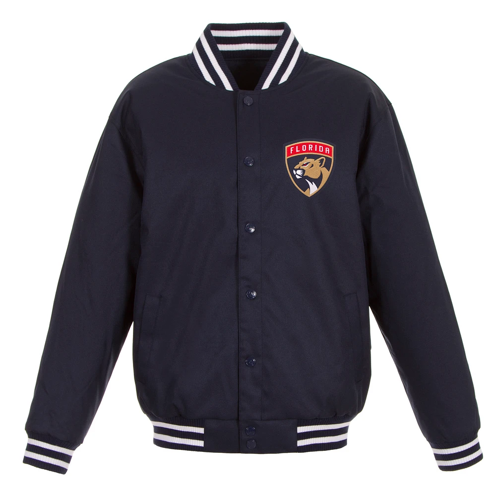 Men's JH Design Navy Florida Panthers Front Hit Poly Twill Jacket