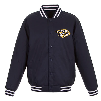 Men's JH Design Navy Nashville Predators Front Hit Poly Twill Jacket