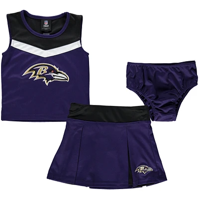 Girls Preschool Purple Baltimore Ravens Two-Piece Spirit Cheer Cheerleader Set With Bloomers