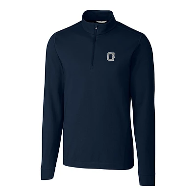 Men's Cutter & Buck Navy Georgetown Hoyas Vault Advantage Quarter-Zip Mock Neck Sweater