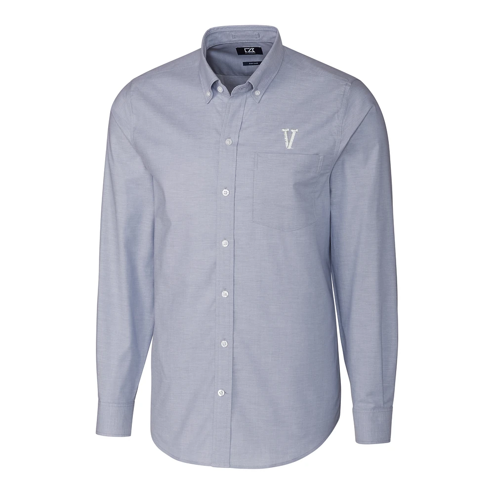 Men's Cutter & Buck Light Blue Villanova Wildcats Stretch Vault Logo Oxford Long Sleeve Shirt