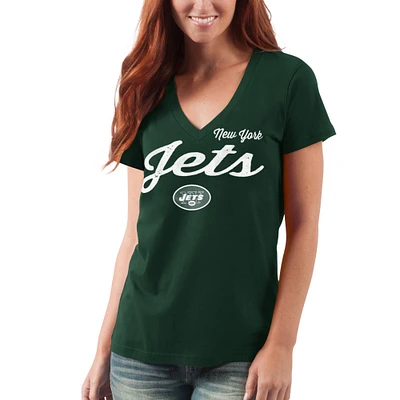 Women's G-III 4Her by Carl Banks Green New York Jets Post Season V-Neck T-Shirt