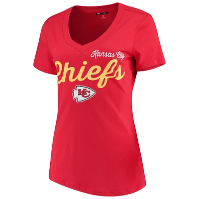 Women's G-III 4Her by Carl Banks Red Kansas City Chiefs Post Season V-Neck T-Shirt