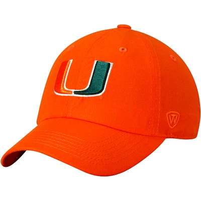 Men's Top of the World Orange Miami Hurricanes Primary Logo Staple Adjustable Hat