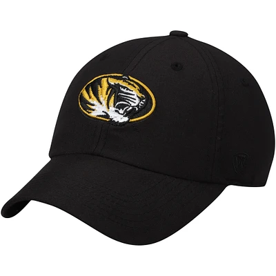 Men's Top of the World Black Missouri Tigers Primary Logo Staple Adjustable Hat