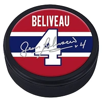 Jean Beliveau Montreal Canadiens Souvenir Player Puck with Replica Signature