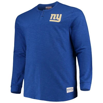 Men's Mitchell & Ness Royal New York Giants Big & Tall First Round Pick Long Sleeve Henley T-Shirt