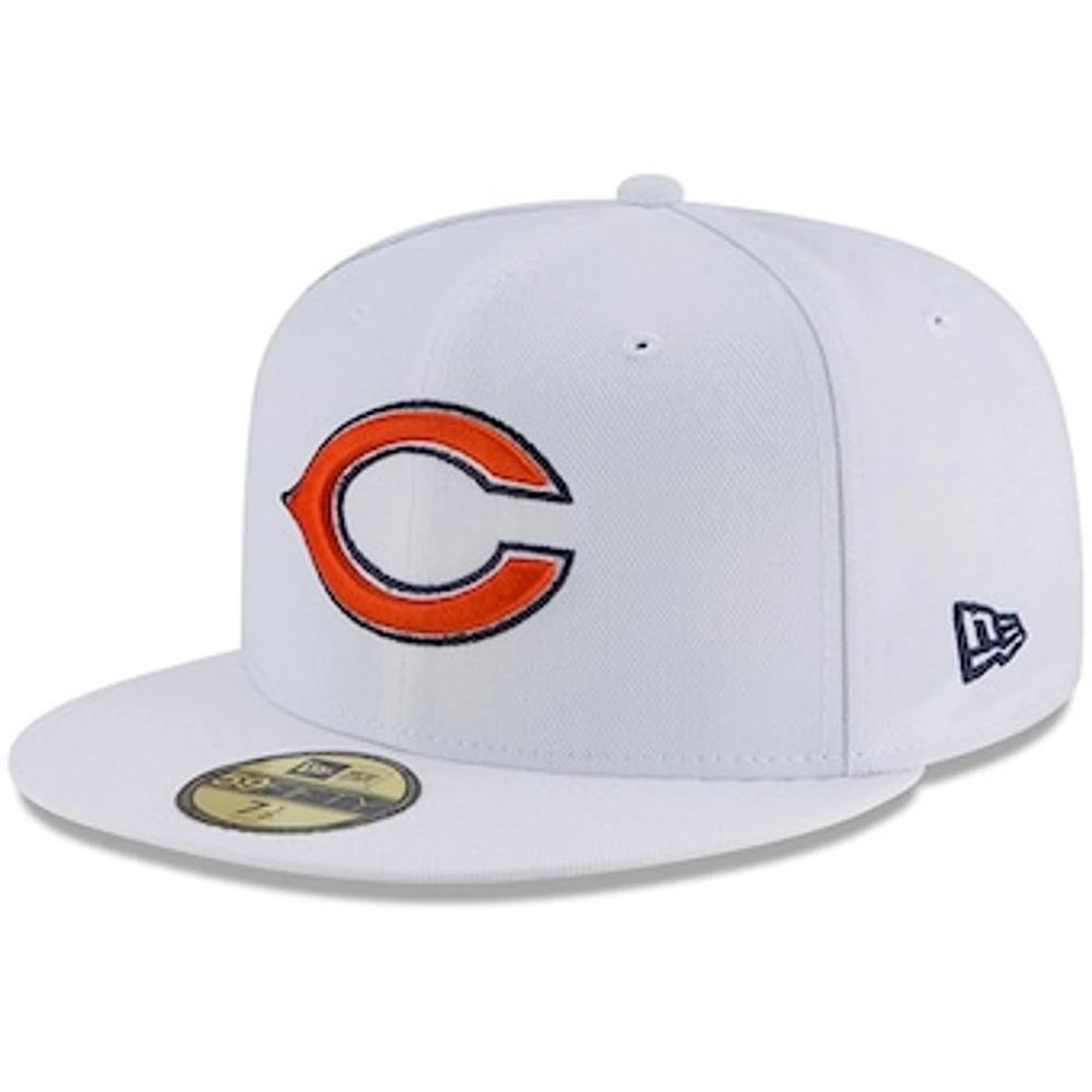 Men's New Era White Chicago Bears Primary Logo Omaha 59FIFTY Fitted Hat