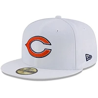 Men's New Era White Chicago Bears Primary Logo Omaha 59FIFTY Fitted Hat