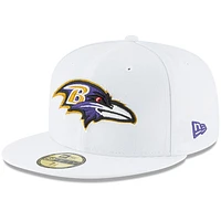 Men's New Era White Baltimore Ravens Omaha 59FIFTY Fitted Hat