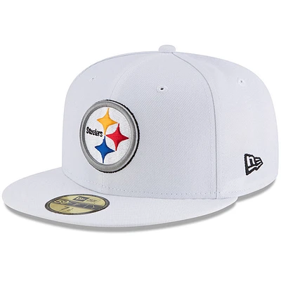 Men's New Era White Pittsburgh Steelers Omaha 59FIFTY Fitted Hat