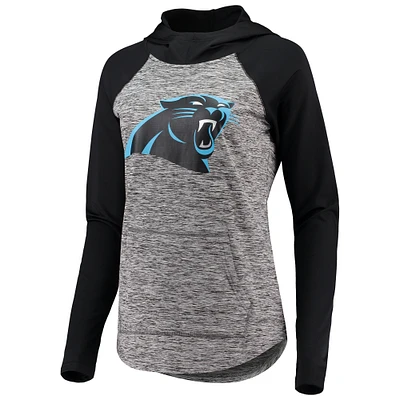 Women's G-III 4Her by Carl Banks Heathered Gray/Black Carolina Panthers Championship Ring Pullover Hoodie