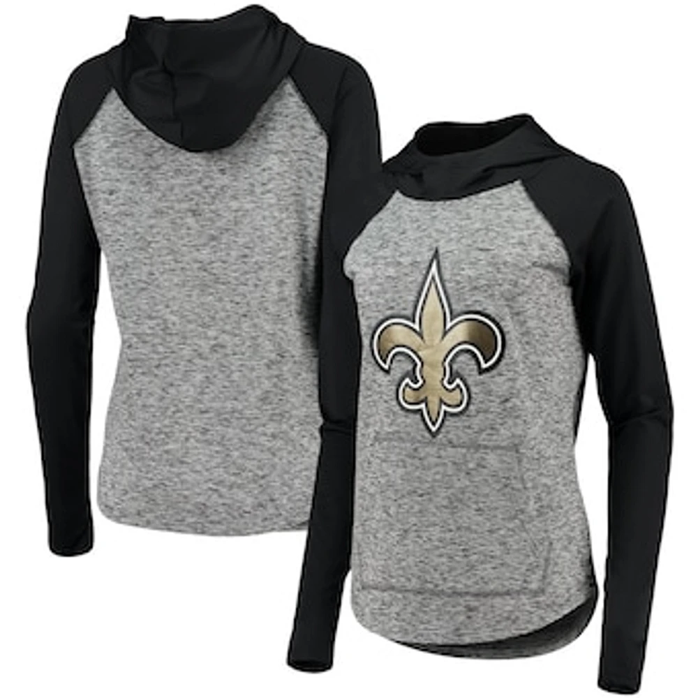 Women's G-III 4Her by Carl Banks Heathered Gray/Black New Orleans Saints Championship Ring Pullover Hoodie