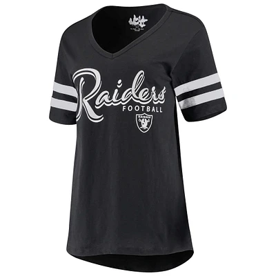 Women's Touch Black Las Vegas Raiders Triple Play V-Neck T-Shirt