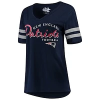 Women's Touch Navy New England Patriots Triple Play V-Neck T-Shirt