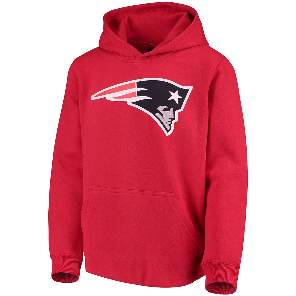 Youth Red New England Patriots Team Logo Pullover Hoodie