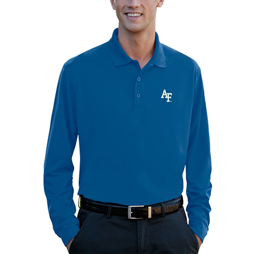 Men's Royal Air Force Falcons Vansport Omega Long Sleeve Solid Mesh Tech Polo