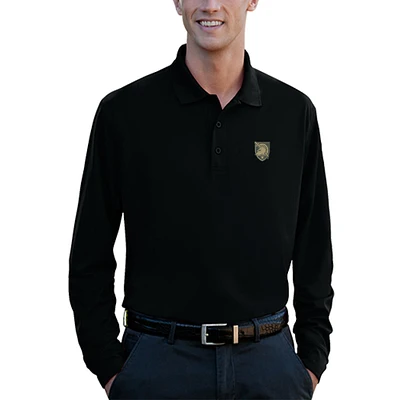 Men's Black Army Knights Vansport Omega Long Sleeve Solid Mesh Tech Polo