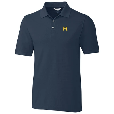 Men's Cutter & Buck Navy Michigan Wolverines Big & Tall College Vault Advantage DryTec Tri-Blend Polo