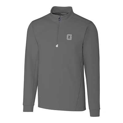 Men's Cutter & Buck Gray Georgetown Hoyas Big Tall College Vault Traverse Quarter-Zip Pullover Jacket