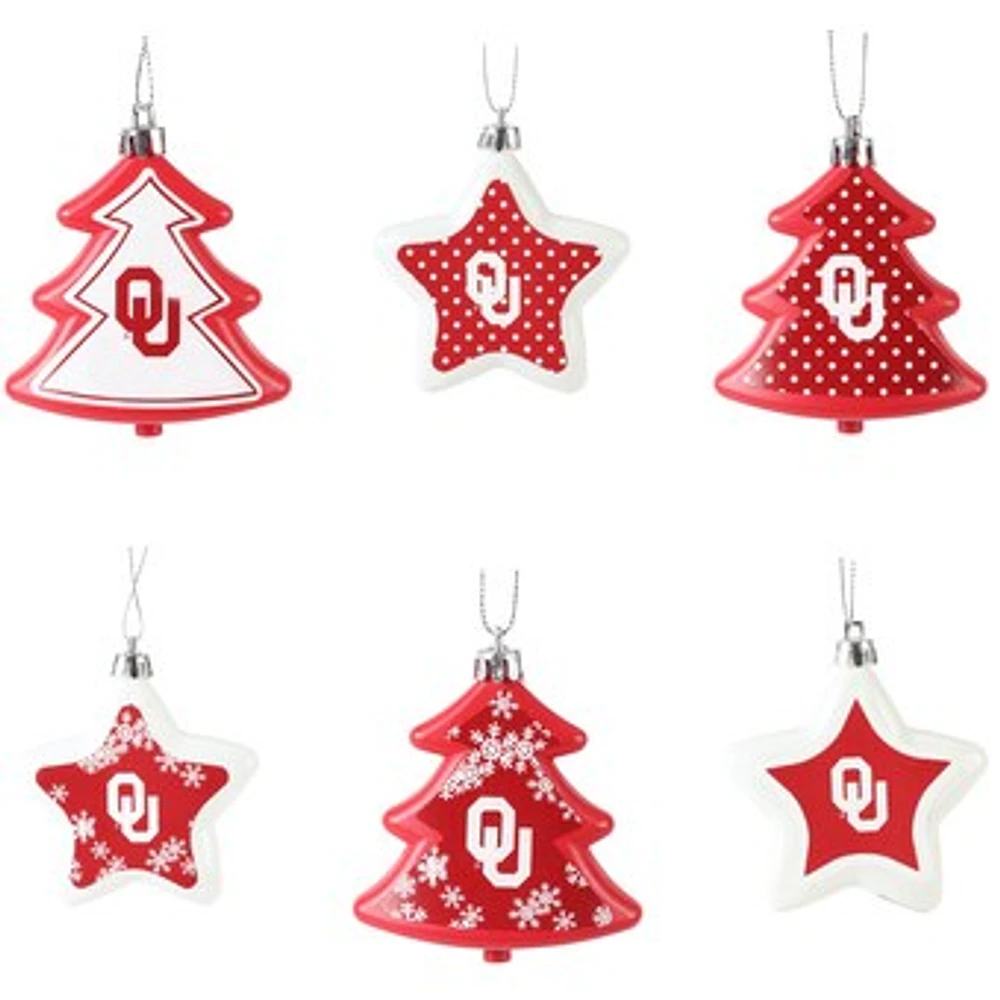 Oklahoma Sooners Six-Pack Shatterproof Tree And Star Ornament Set