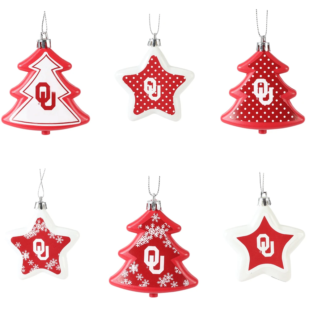 Oklahoma Sooners Six-Pack Shatterproof Tree And Star Ornament Set