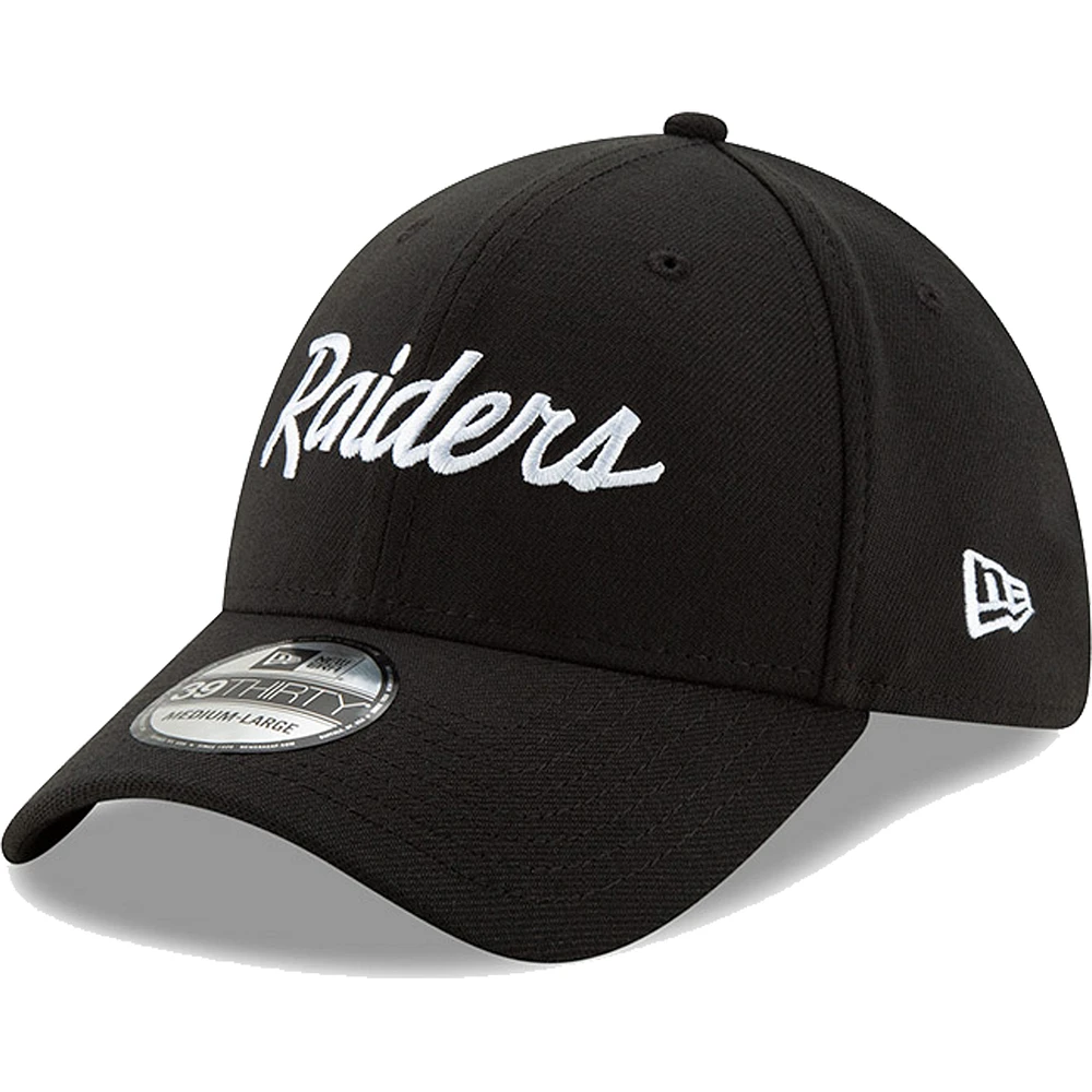 Men's New Era Black Las Vegas Raiders Team Classic Throwback 39THIRTY Flex Hat