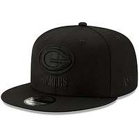 Men's New Era Black Green Bay Packers Black On Black 9FIFTY Adjustable Hat