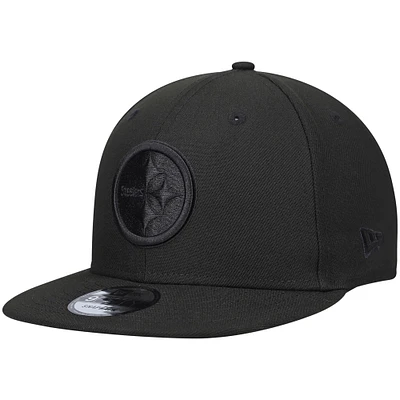 Men's New Era Black Pittsburgh Steelers Black On Black 9FIFTY Adjustable Hat