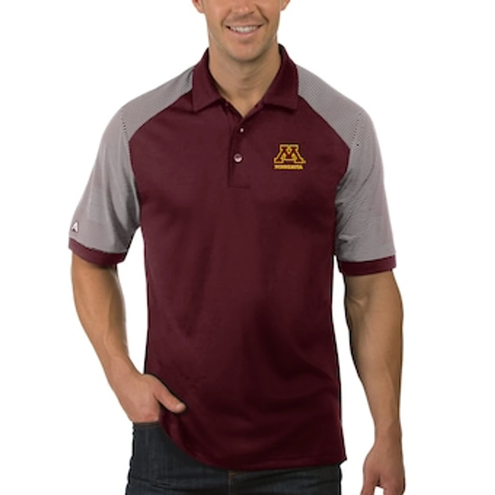 Men's Antigua Maroon/White Minnesota Golden Gophers Desert Dry Engage Polo