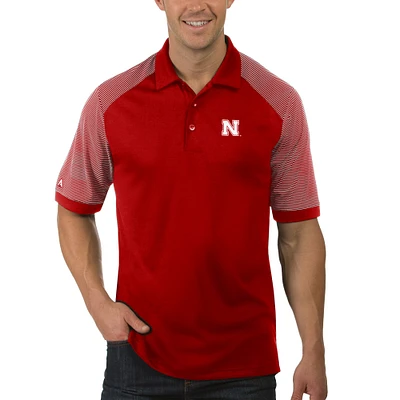 Men's Antigua Scarlet/White Nebraska Huskers Desert Dry Engage Polo