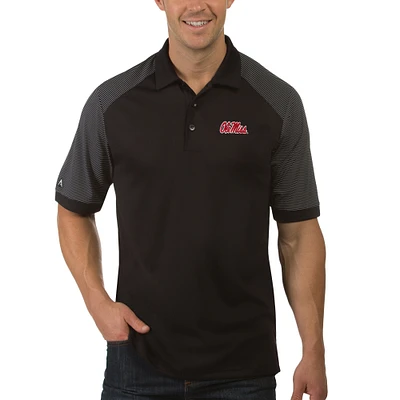 Men's Antigua Black/White Ole Miss Rebels Desert Dry Engage Polo