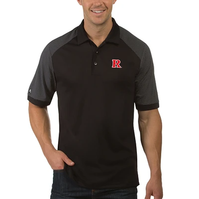 Men's Antigua Black/White Rutgers Scarlet Knights Desert Dry Engage Polo