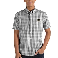 Men's Antigua Black/White Notre Dame Fighting Irish Crew Woven Button-Down Shirt