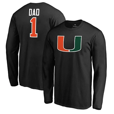 Men's Black Miami Hurricanes #1 Dad Long Sleeve T-Shirt
