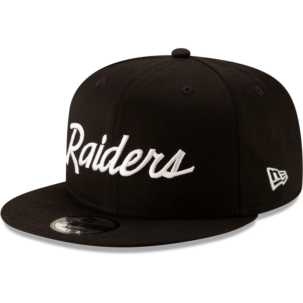 Men's New Era Black Las Vegas Raiders Throwback 9FIFTY Adjustable Snapback Hat