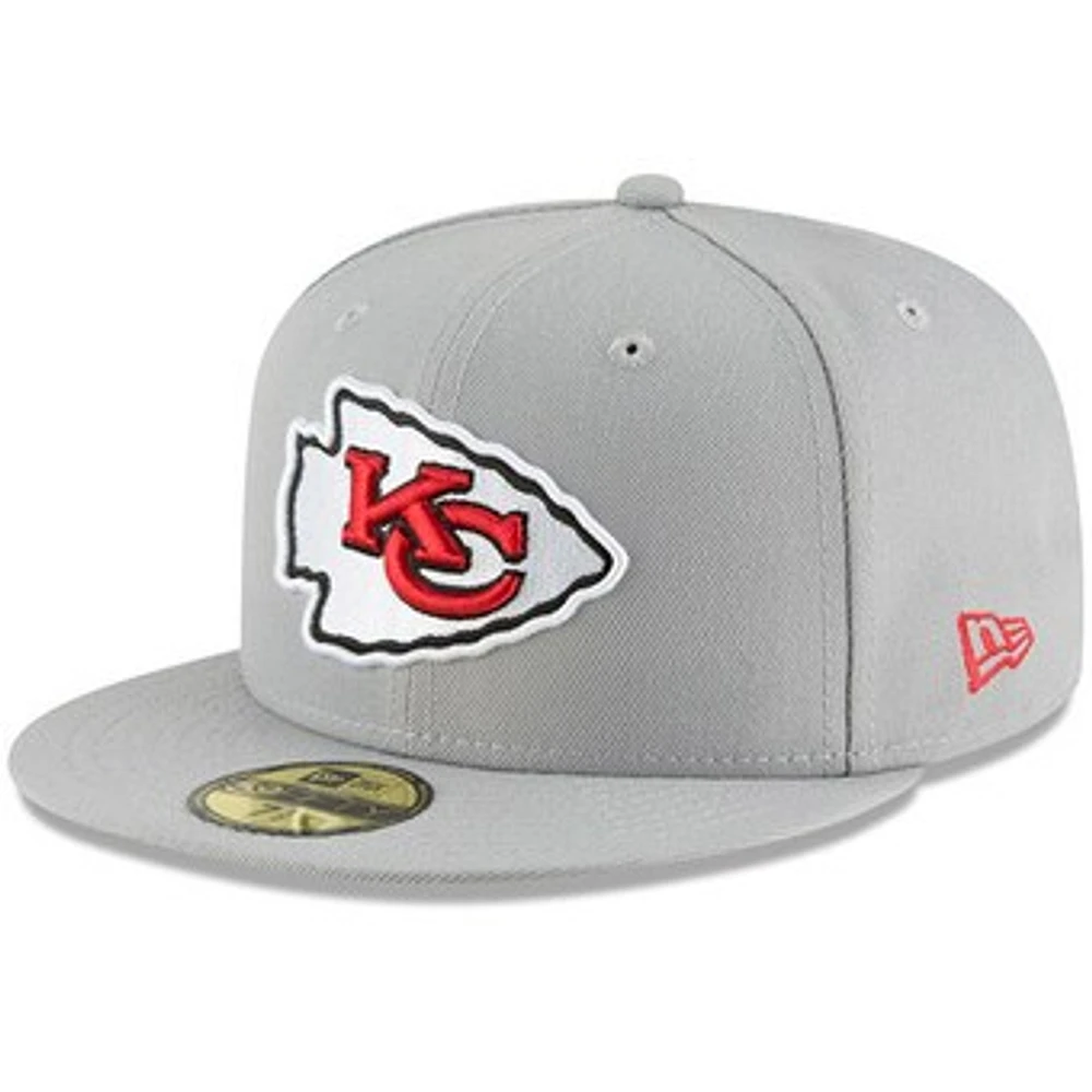 Men's New Era Gray Kansas City Chiefs Omaha 59FIFTY Fitted Hat