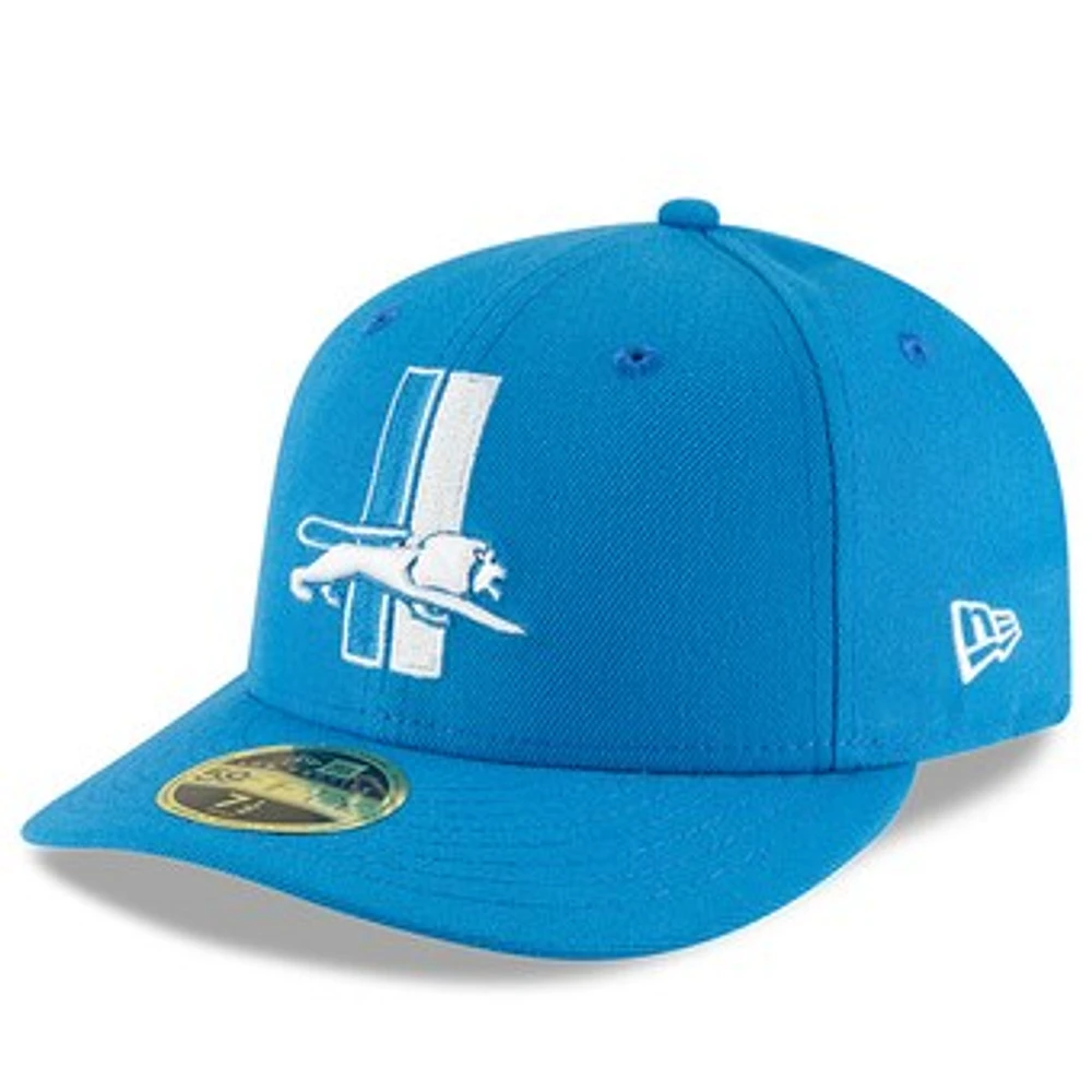 Men's New Era Blue Detroit Lions Omaha Throwback Low Profile 59FIFTY Fitted Hat