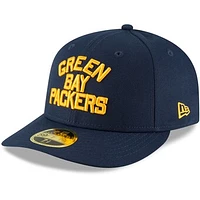 Men's New Era Navy Green Bay Packers Omaha Throwback Low Profile 59FIFTY Fitted Hat