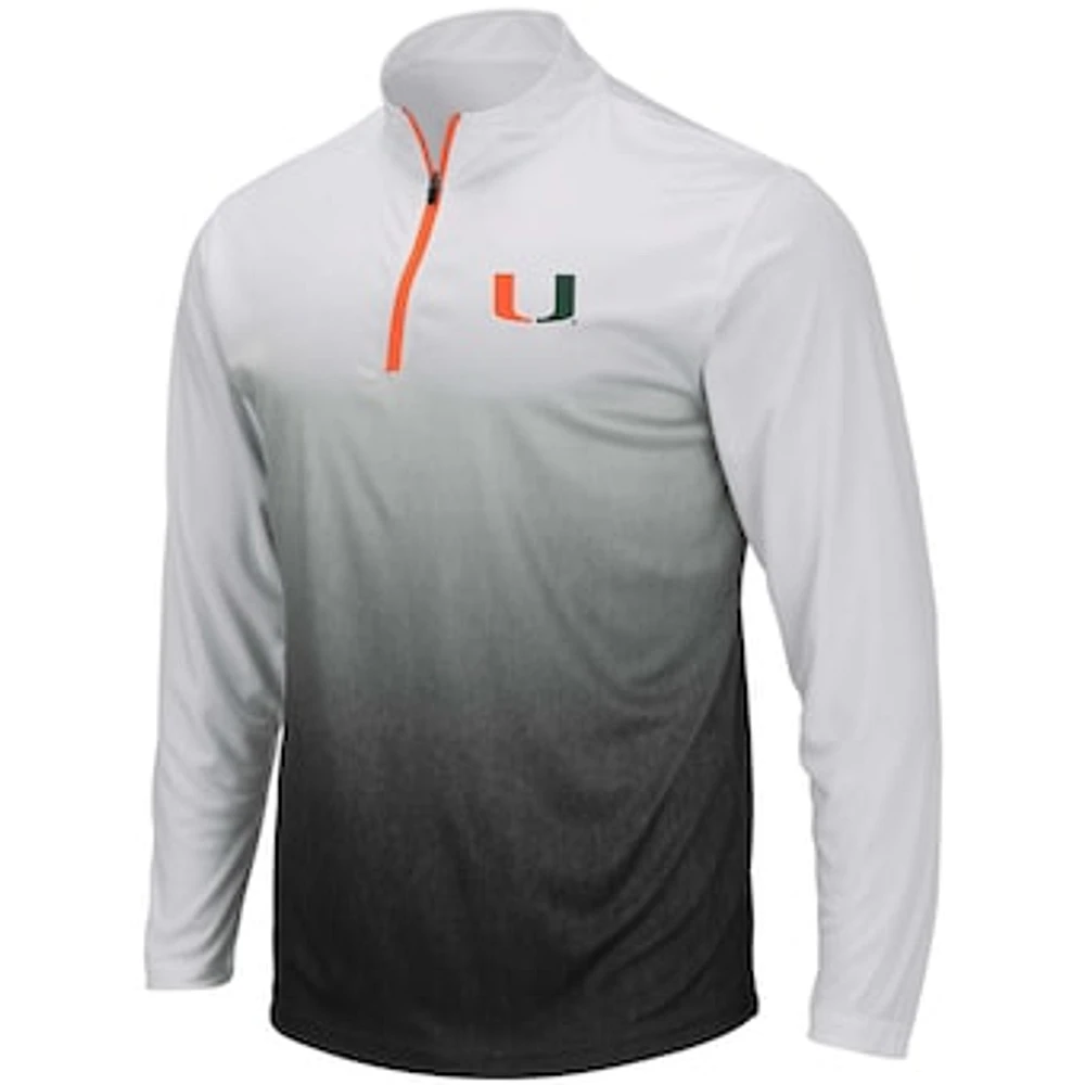 Men's Colosseum Gray Miami Hurricanes Magic Team Logo Quarter-Zip Jacket