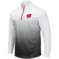 Men's Colosseum Gray Wisconsin Badgers Magic Team Logo Quarter-Zip Jacket