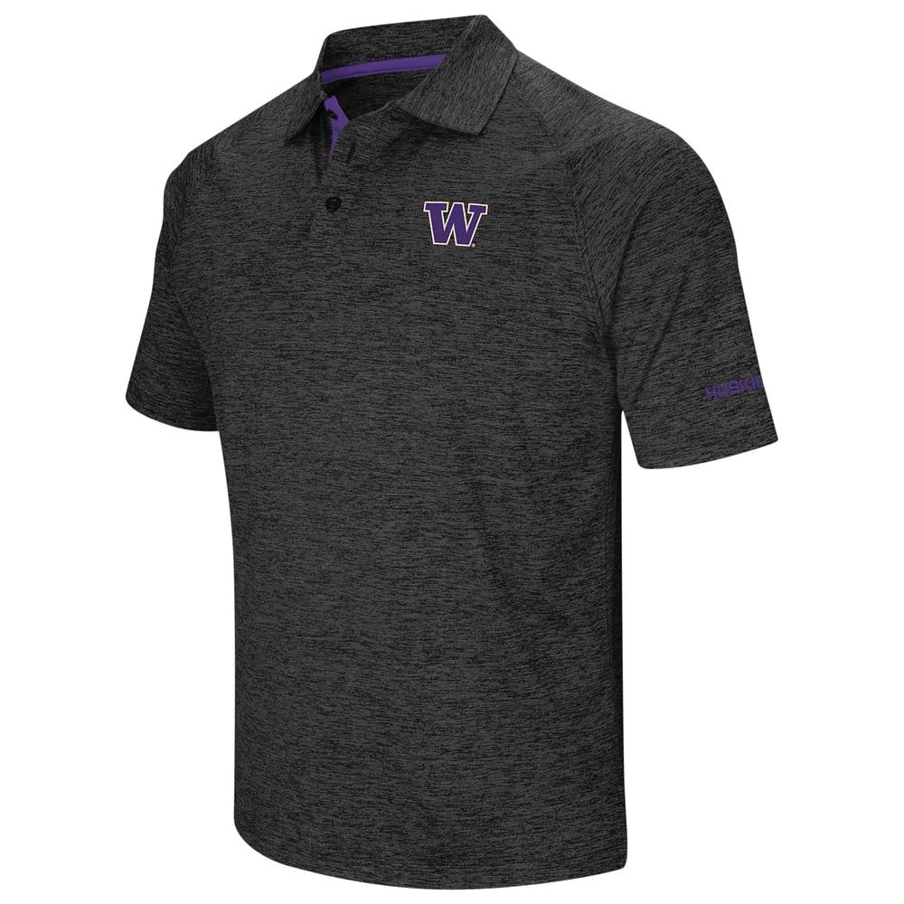 Men's Colosseum Black Washington Huskies Big & Tall Down Swing Polo