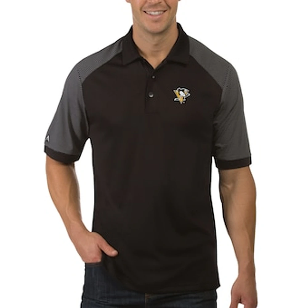 Men's Antigua Black/White Pittsburgh Penguins Engage Polo