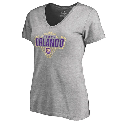 Women's Heathered Gray Orlando City SC Hometown Collection V-Neck T-Shirt